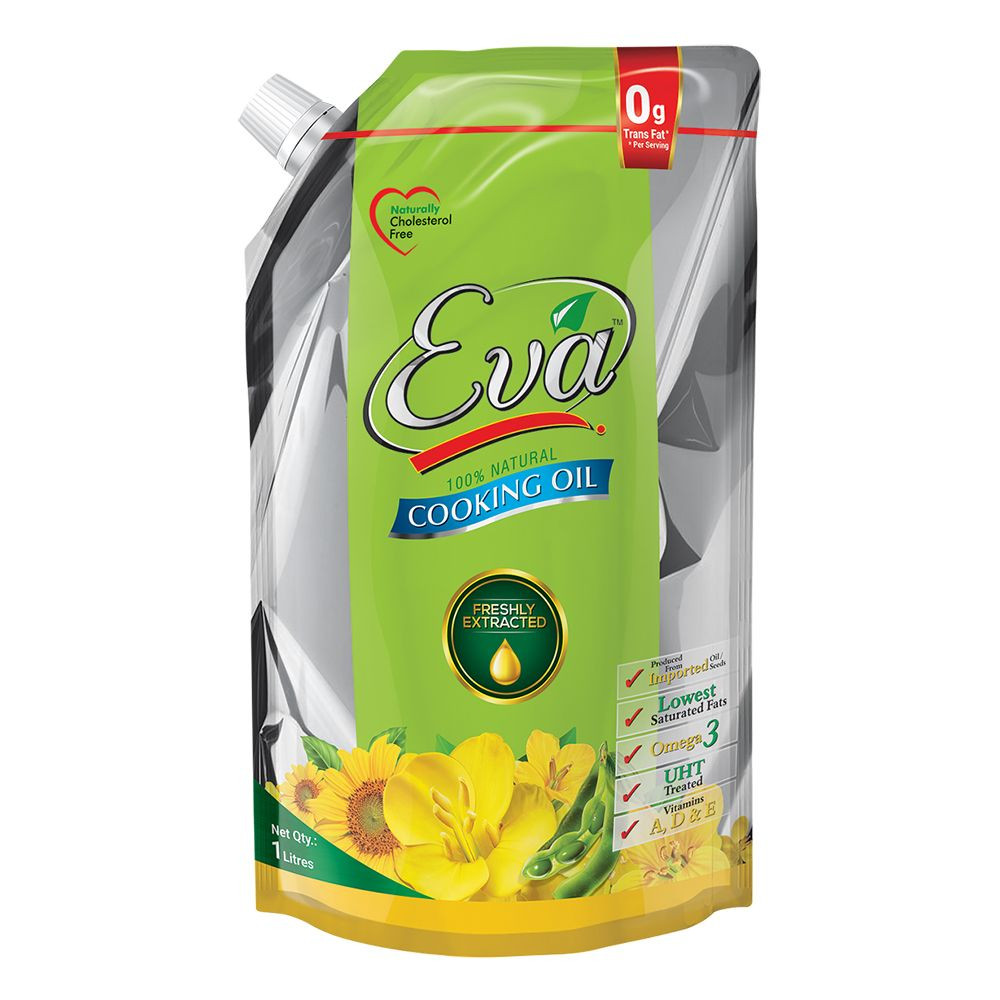 EVA COOKING OIL 1LTR PKT NOSEL