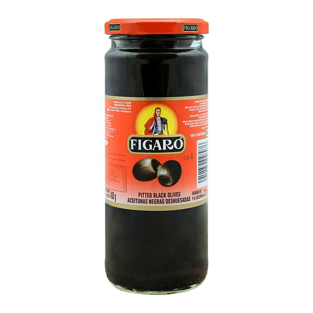 FIGARO BLACK OLIVES PITTED 450G
