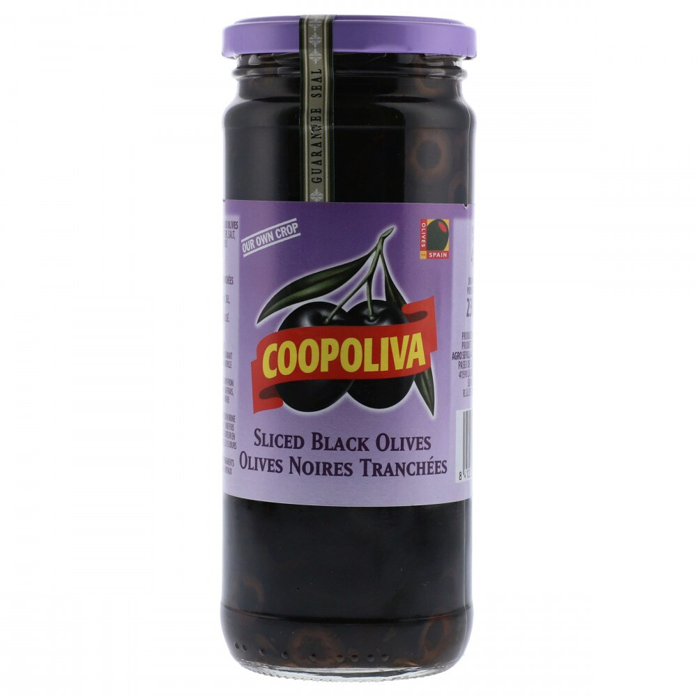 COOPOLIVA BLACK OLIVES SLICED 450G